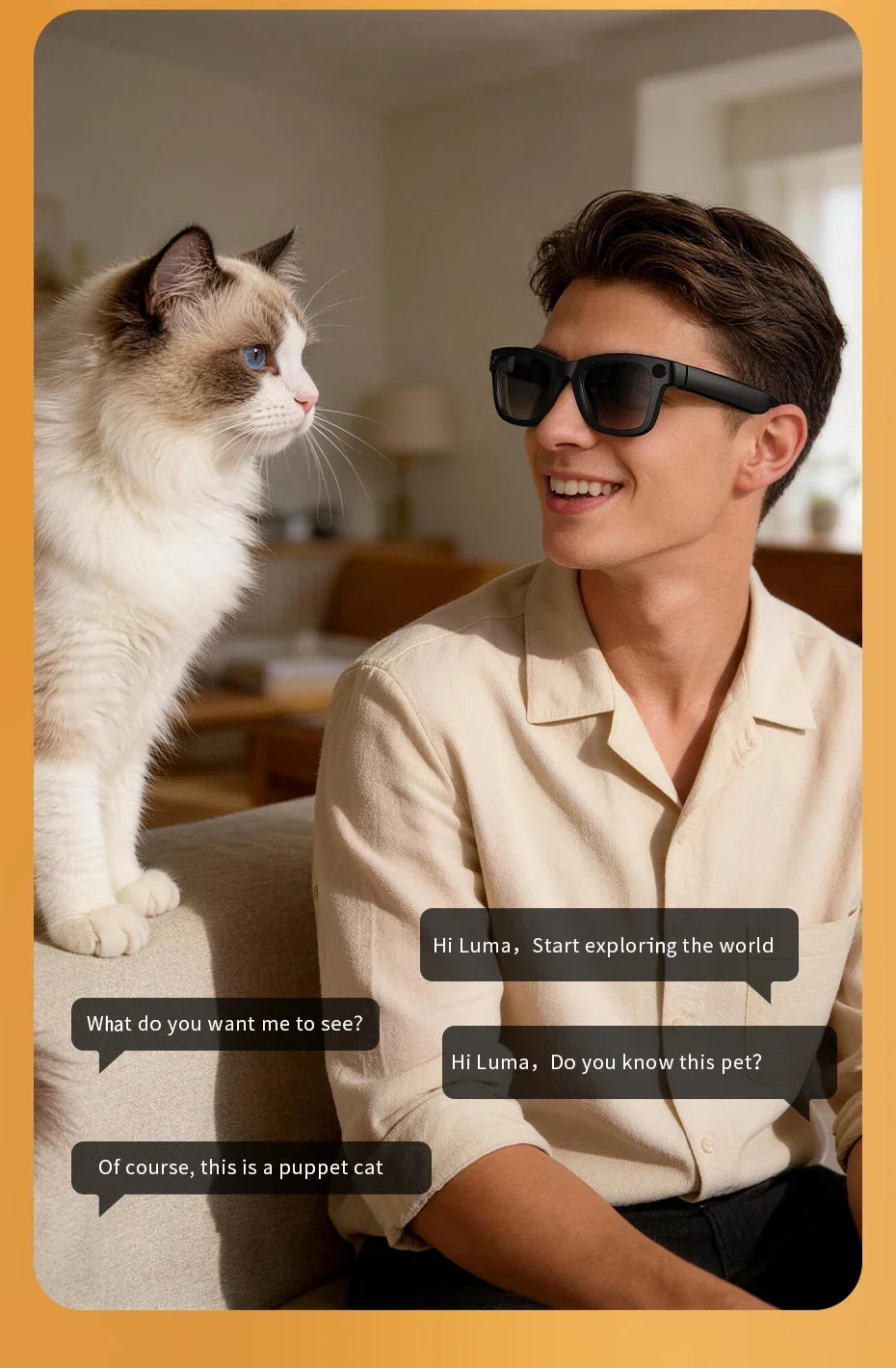 Smart Glasses with EIS Anti-shake 1080P Shooting Real-time Translation of Conversations Photos Long-lasting Music Smart Glasses
