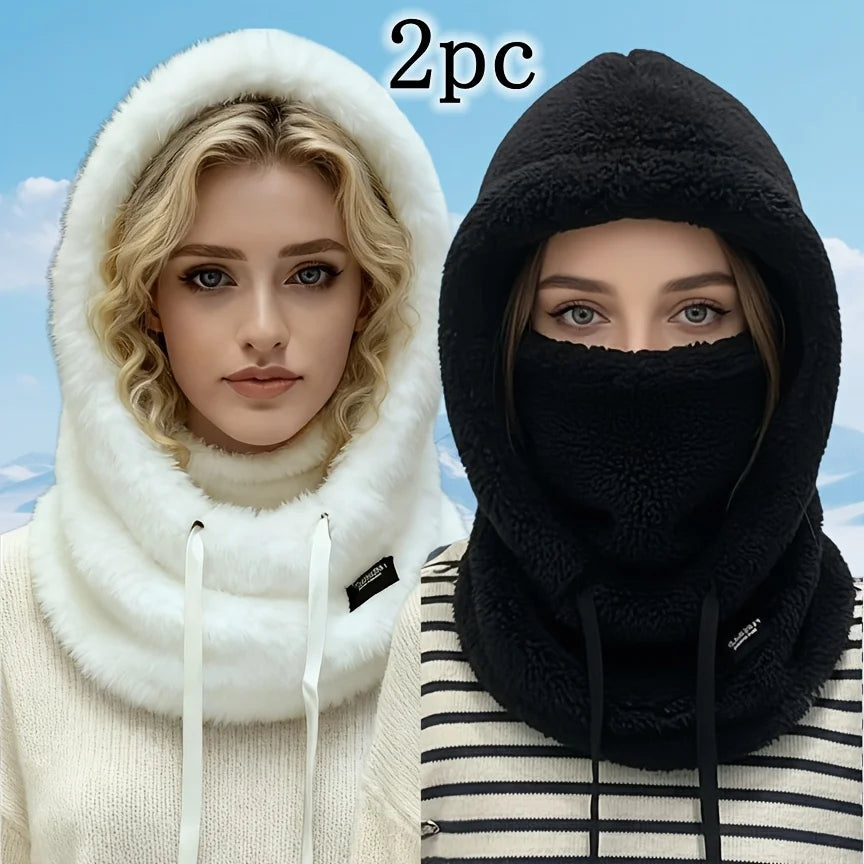 1/2pcs Winter Warm Balaclava Thermal Windproof Ski Hood Motocycle Face Cover Polar Fleece Adjustable Cycling Neck Cover Mask