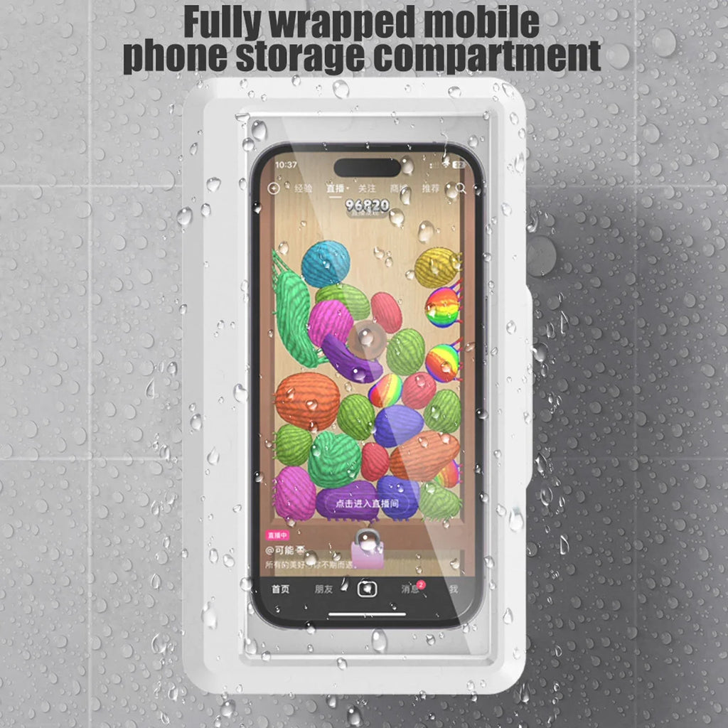 Waterproof Wall Mount Phone Holder 360° Rotatable Smartphone Storage Case Portable Phone Bracket for Bathroom Kitchen Daily Use