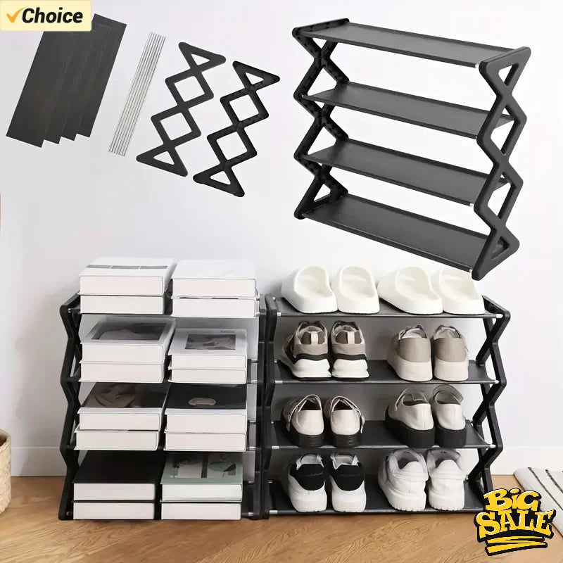 4Layer X-Type Multi Layered and Space Saving Shoe Rack,Solid Color Simple Home Assembly Shoe Rack,Suitable for Porch,Living Room