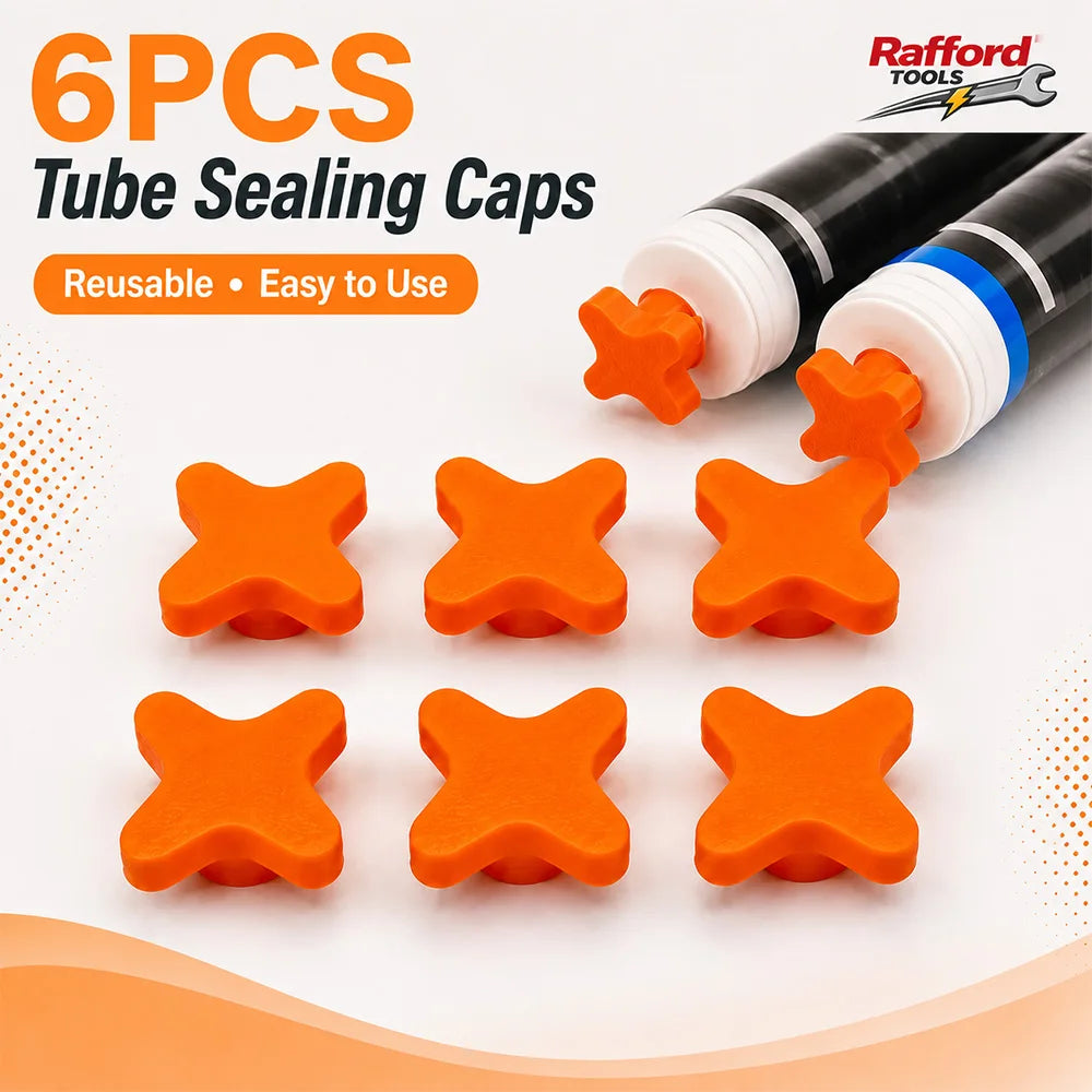 6pcs reusable tube plugs with threaded sealing caps for standard-sized caulking tubes design to prevent drying and deformation
