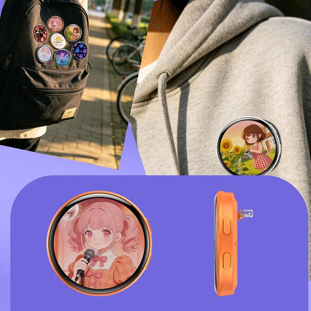 Smart 1.50 Inch Electronic Badge Full Touch IPS Screen Electronic Badge GIF Video With Sound Anime Brooch Pin Student Gift