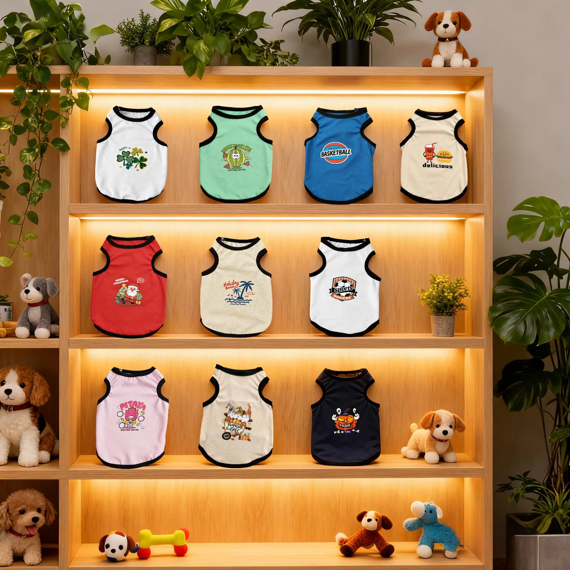 Summer Pet Clothes Breathable Mesh Dog Cat Jersey Cute Puppy Kitten Vest Shedding Control Apparel Holiday Party Dog Clothing