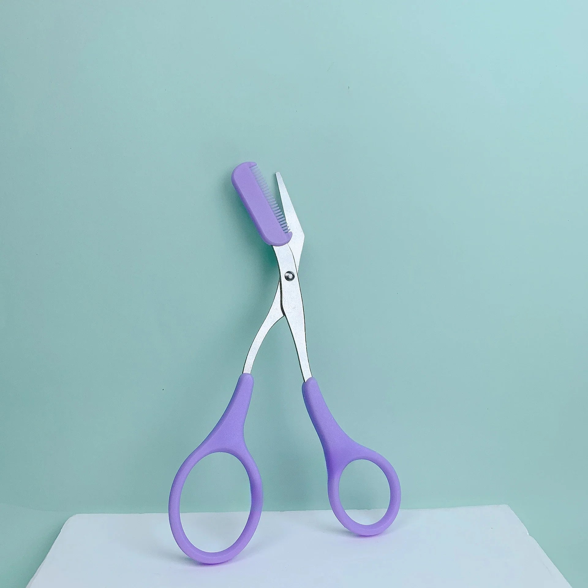1 Pcs Pink Eyebrow Trimming Scissors with Built-in Comb - Stainless Steel, Precise Grooming Tool, Creating Perfect Eyebrows