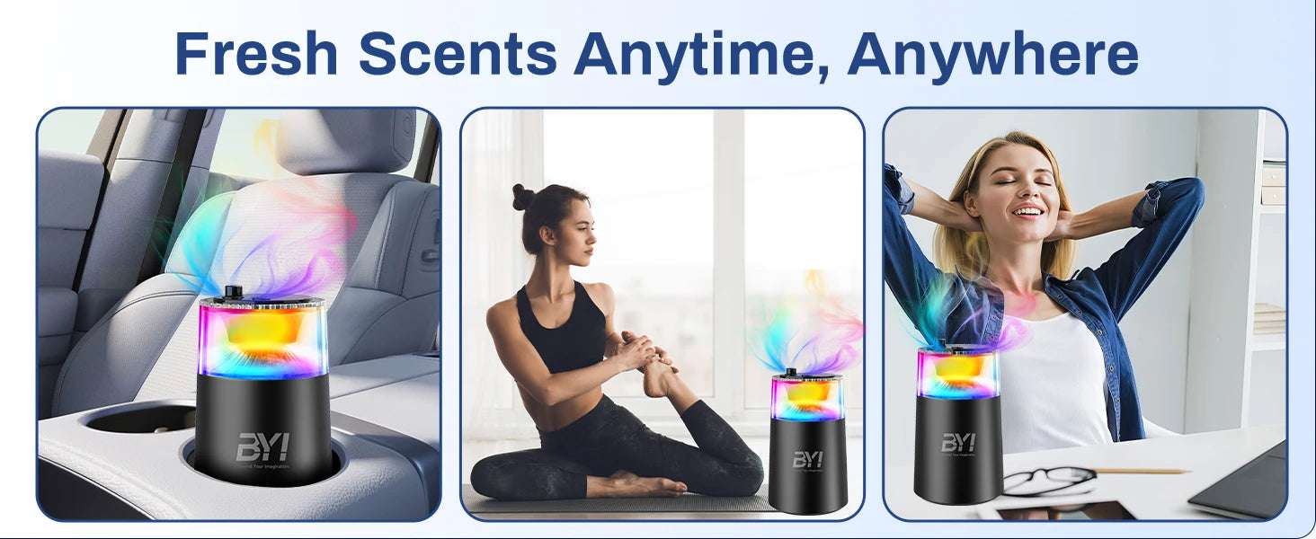 Smart Car Air Freshener With RGB Ambient Light, Galaxy Cloud Mist, Auto On/Off, Built-in Battery, Car Aroma Diffuser, Home, Offi