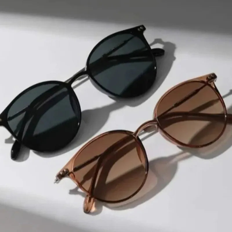 2 Pairs Set Small round Sunglasses Cute Skinny Cat Eye Vintage Narrow Cateye Unisex Eyewear for Women And Men