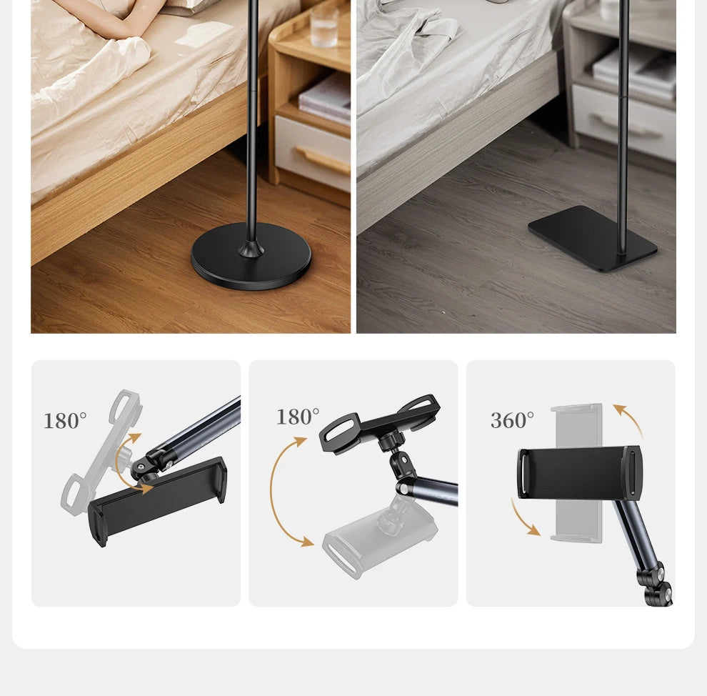 Tablet Stand Phone Holder Floor Lazy Support Stand Desktop Live Broadcast Stand Aluminum Alloy Retractable iPad Clip