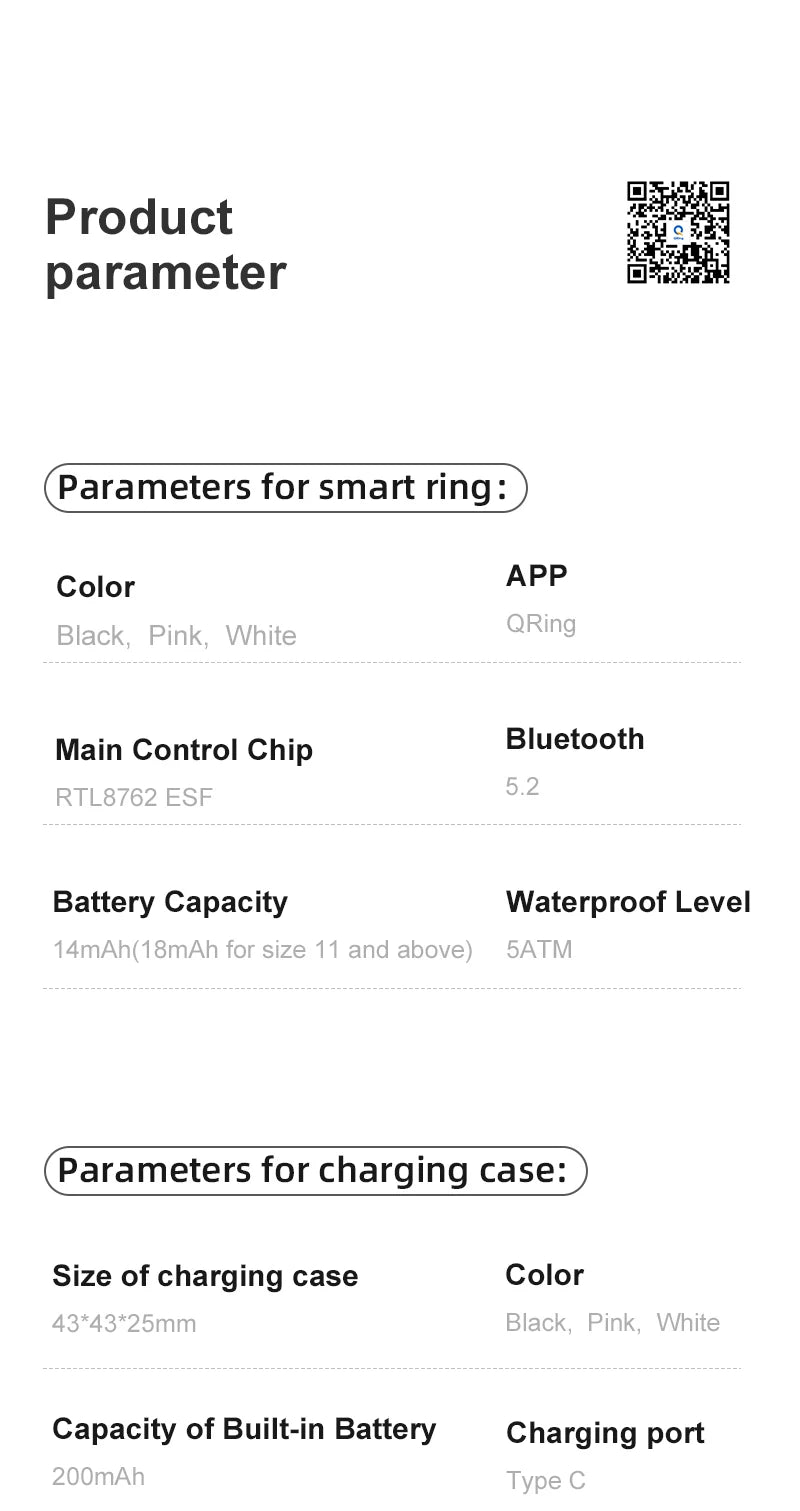 Smart Ring For Men Women With Charging Case,Couple Space Interaction,Health and Sleep Monitor,Multi Sport Mode,5ATM Waterproof
