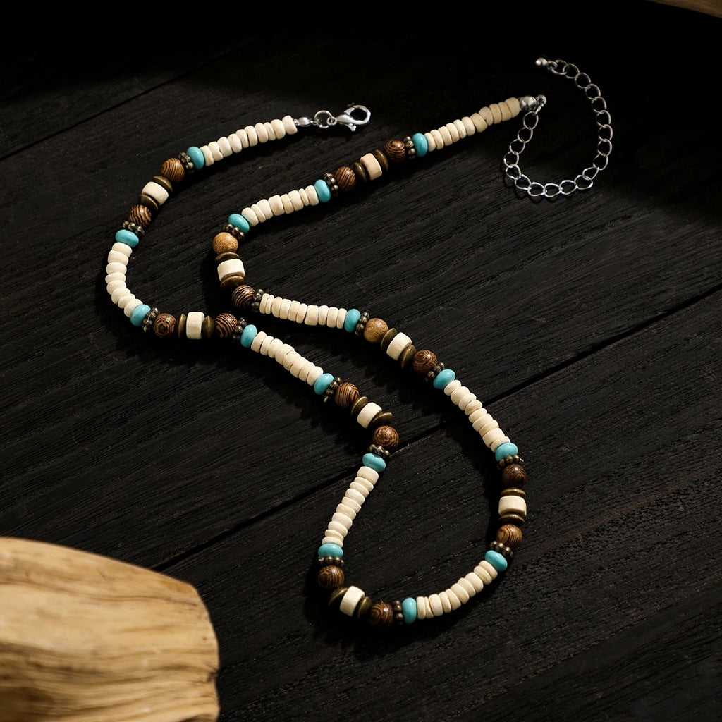 Multi Color Small Wood Beads Chains Necklace for Men Trendy Beaded Collar on Neck Accessories Short Choker 2023 Fashion Jewelry