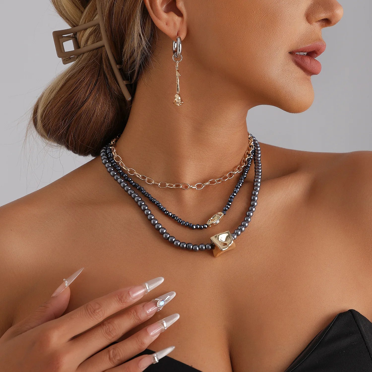 Fashion Geometric Bead Irregular CCB Pendant Necklace Spicy Girl Sexy Jewelry Accessories