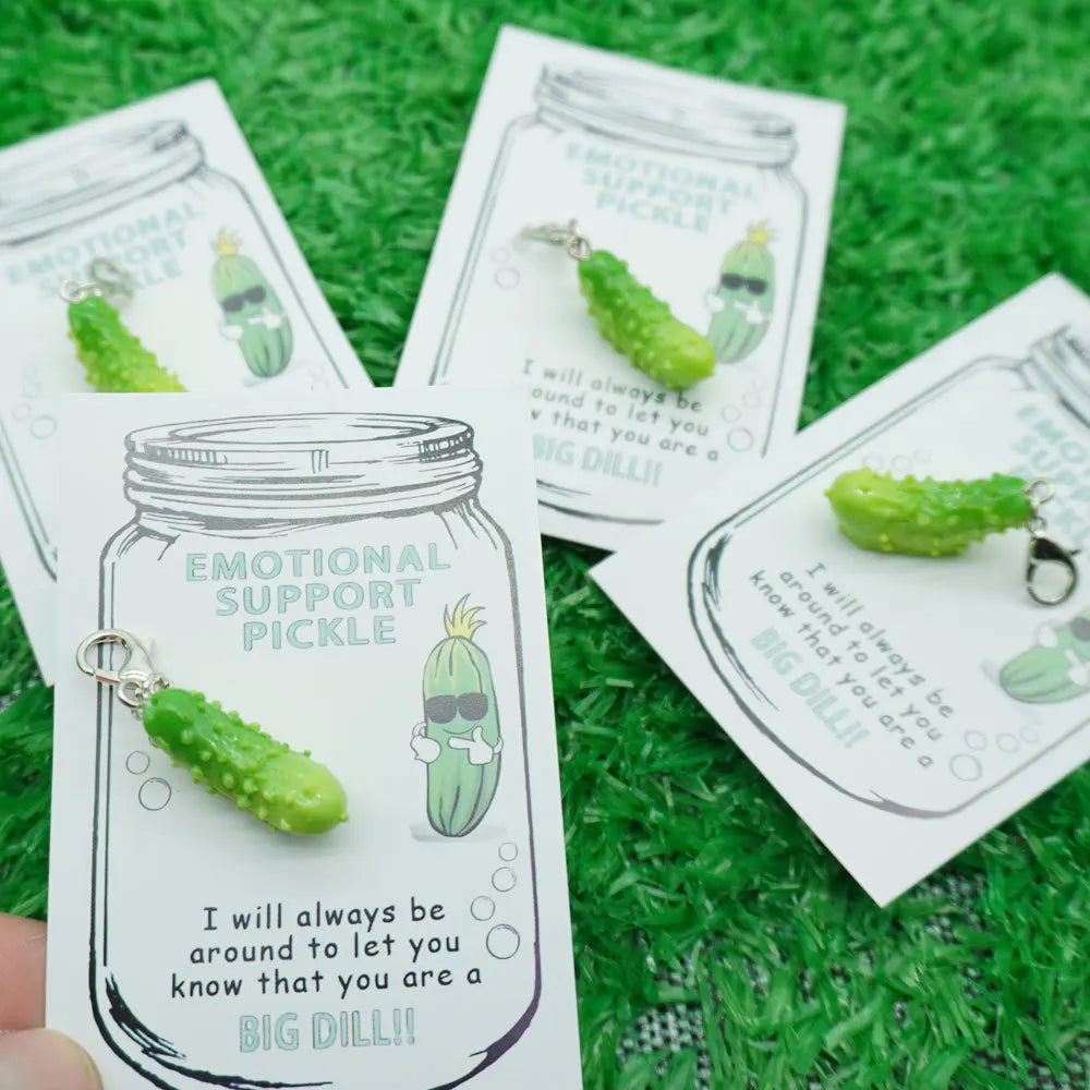 Premium Quality Exquisite Mini Emotional Support Pickle Keychain Pendant – Sparkly 3D Charm for Bags & Car Keys, Cute Versatile Girly Accessory, Thoughtful Creative Gift for Daily Use