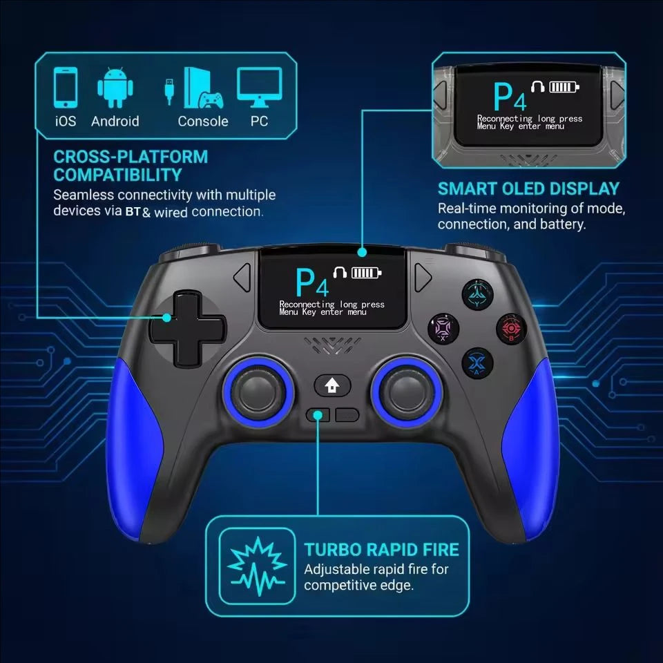 Smart Screen Wireless Game Controller For PS4 Gamepad with Customizable Display For IOS Andriod Table Steam Switch Joystick