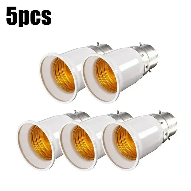 5x Lamp Sockets Converter B22 To E27 LED Bulb Converter Lamp Base Holder Screw Light Socket Adapter Anti-burning Bulb Holder
