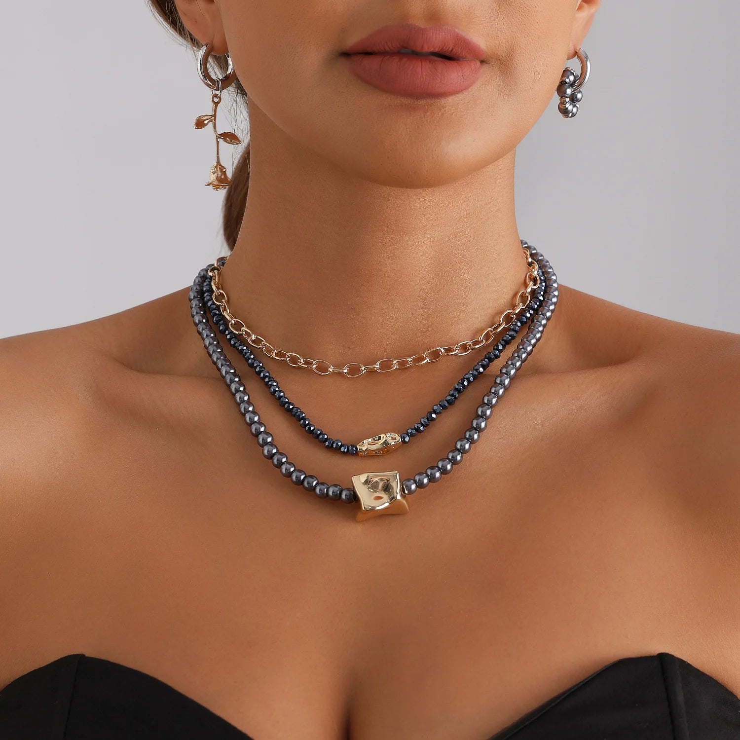 Fashion Geometric Bead Irregular CCB Pendant Necklace Spicy Girl Sexy Jewelry Accessories
