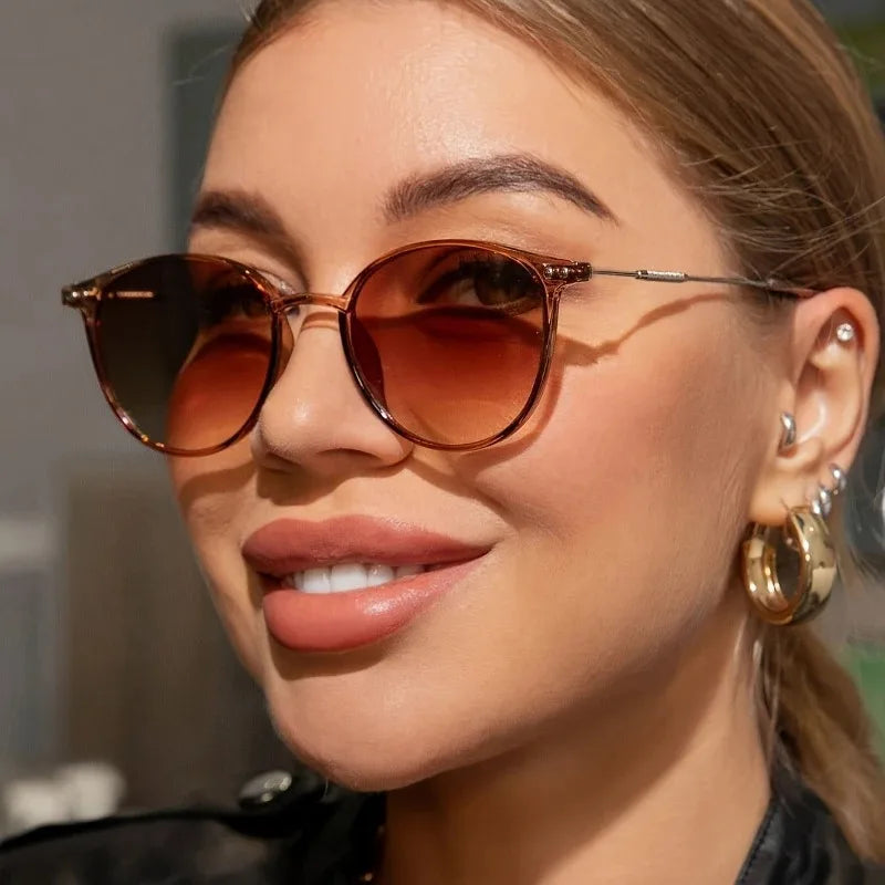 2 Pairs Set Small round Sunglasses Cute Skinny Cat Eye Vintage Narrow Cateye Unisex Eyewear for Women And Men