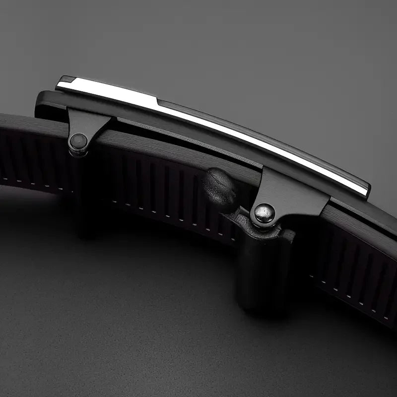 PU Leather Automatic Belt for Men, Ratchet Buckle Casual Formal Strap for Work Business Party Daily Gift