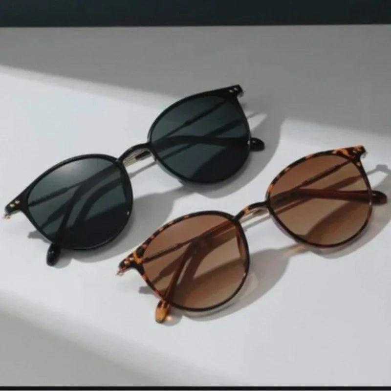 2 Pairs Set Small round Sunglasses Cute Skinny Cat Eye Vintage Narrow Cateye Unisex Eyewear for Women And Men