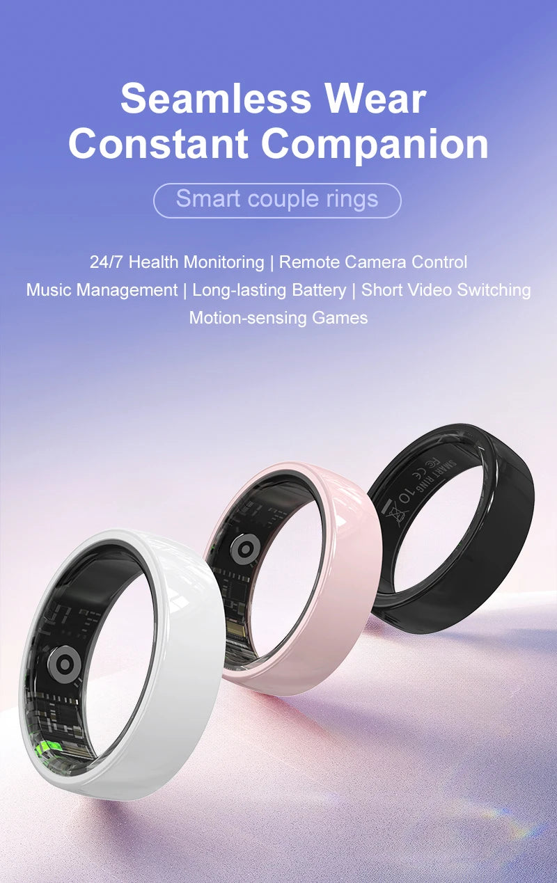 Smart Ring For Men Women With Charging Case,Couple Space Interaction,Health and Sleep Monitor,Multi Sport Mode,5ATM Waterproof