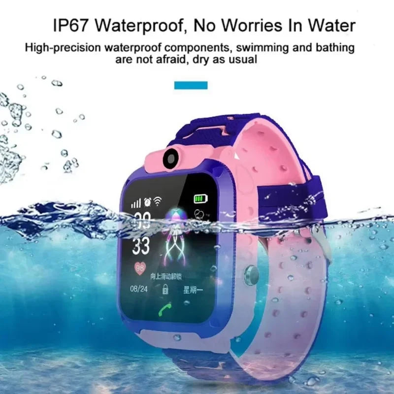 Smart Watch for Kids with SOS Antilost GPS Location Camera Sim Card Call Function Waterproof Suitable for Android iOS New