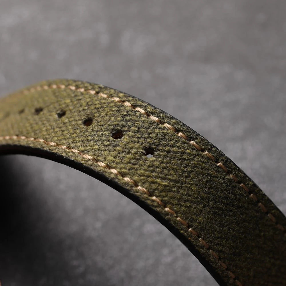 Handmade Canvas Lamination Leather Strap 18 19 20 21 22MM Black Green Vintage Men's Antique Watch Bracelet