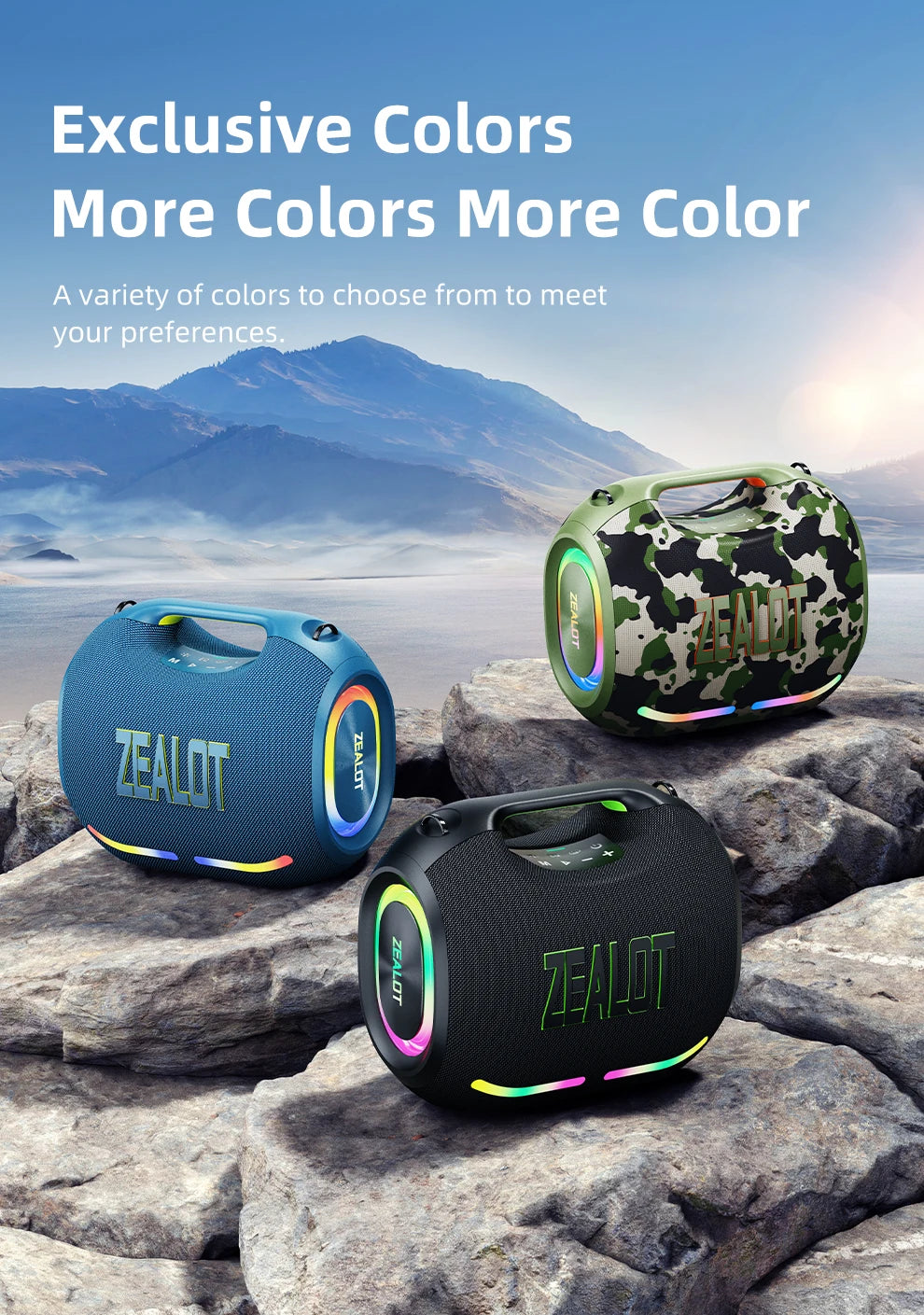 Zealot-ZE01 120W Big Power Portable Bluetooth Speaker Wireless TWS Subwoofer Bluetooth Speaker Waterproof Mobile HIFI Quality