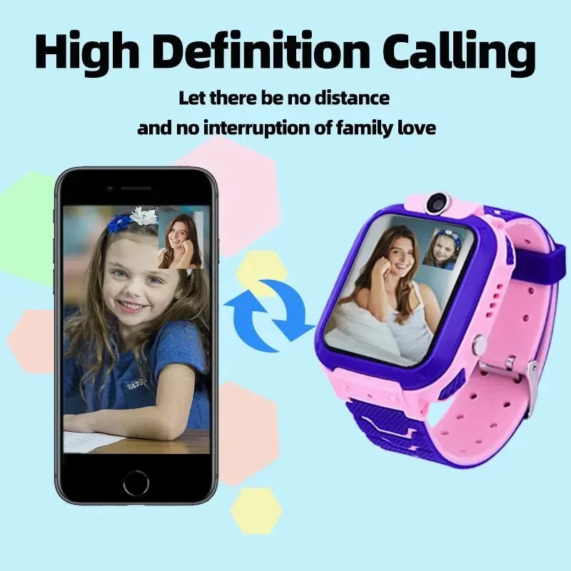 Smart Watch for Kids with SOS Antilost GPS Location Camera Sim Card Call Function Waterproof Suitable for Android iOS New