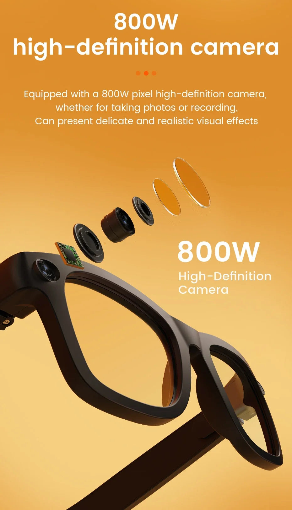 Smart Glasses with EIS Anti-shake 1080P Shooting Real-time Translation of Conversations Photos Long-lasting Music Smart Glasses