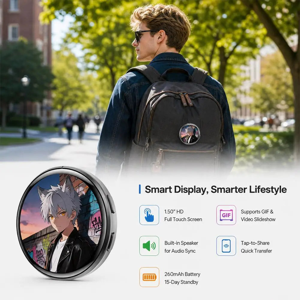Smart 1.50 Inch Electronic Badge Full Touch IPS Screen Electronic Badge GIF Video With Sound Anime Brooch Pin Student Gift