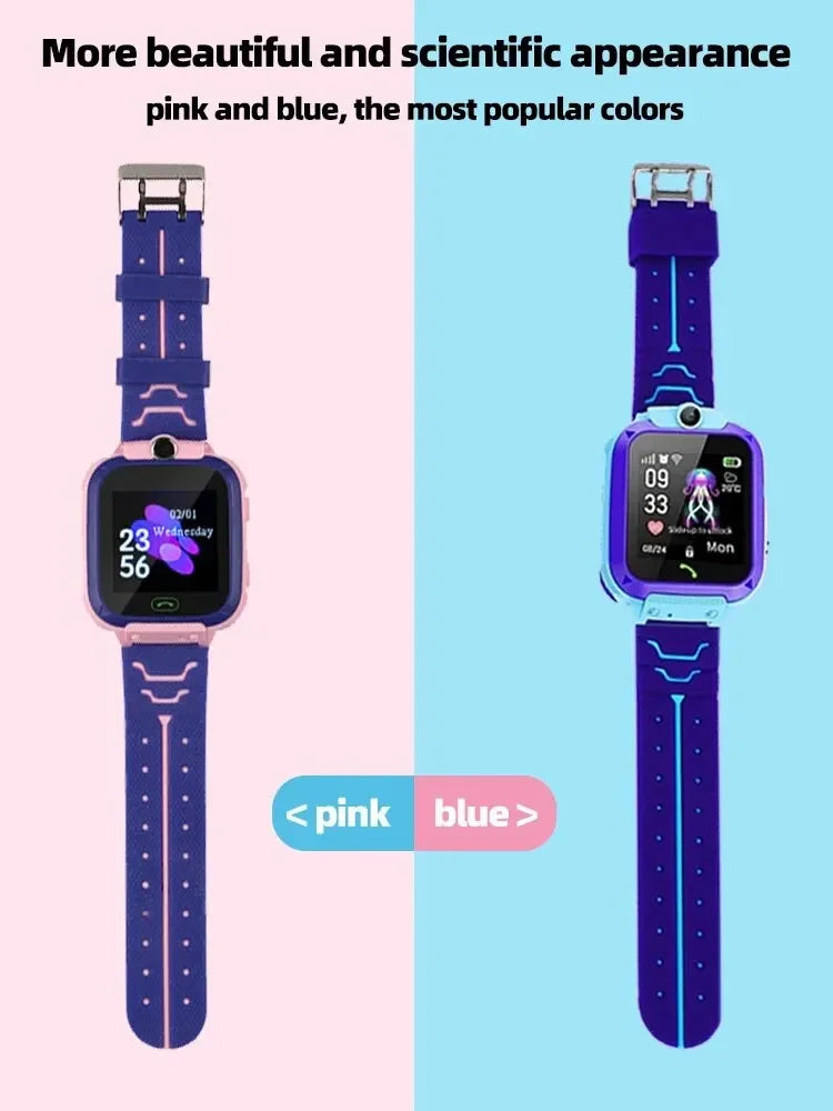 Smart Watch for Kids with SOS Antilost GPS Location Camera Sim Card Call Function Waterproof Suitable for Android iOS New