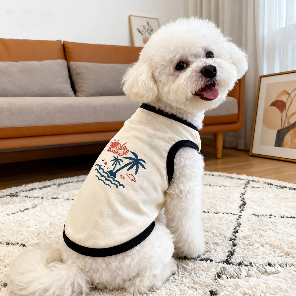 Summer Pet Clothes Breathable Mesh Dog Cat Jersey Cute Puppy Kitten Vest Shedding Control Apparel Holiday Party Dog Clothing