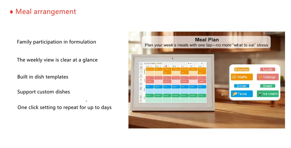 Smart 10.1 Inch Electronic Calendar Digital Clock with App Control, Multi-function Desktop Display, Large Screen Weather & Date