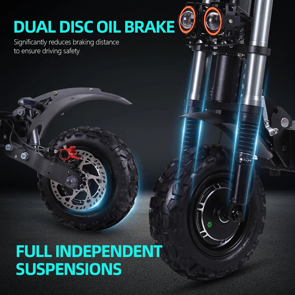 J30 MAX Electric Scooter Dual 3000W Motors 60V38Ah Battery 11" Off Road Tire 85KMH Top Speed 100KM Range 440lbs Load Disc Brakes