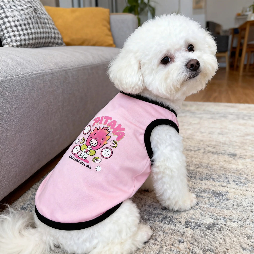 Summer Pet Clothes Breathable Mesh Dog Cat Jersey Cute Puppy Kitten Vest Shedding Control Apparel Holiday Party Dog Clothing