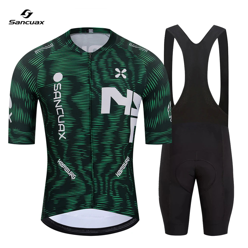 Sancuax Summer Cycling Clothing Men's Short Sleeves Cycling Jersey Set with Pockets Breathable Road Bike Maillot Ciclismo Hombre