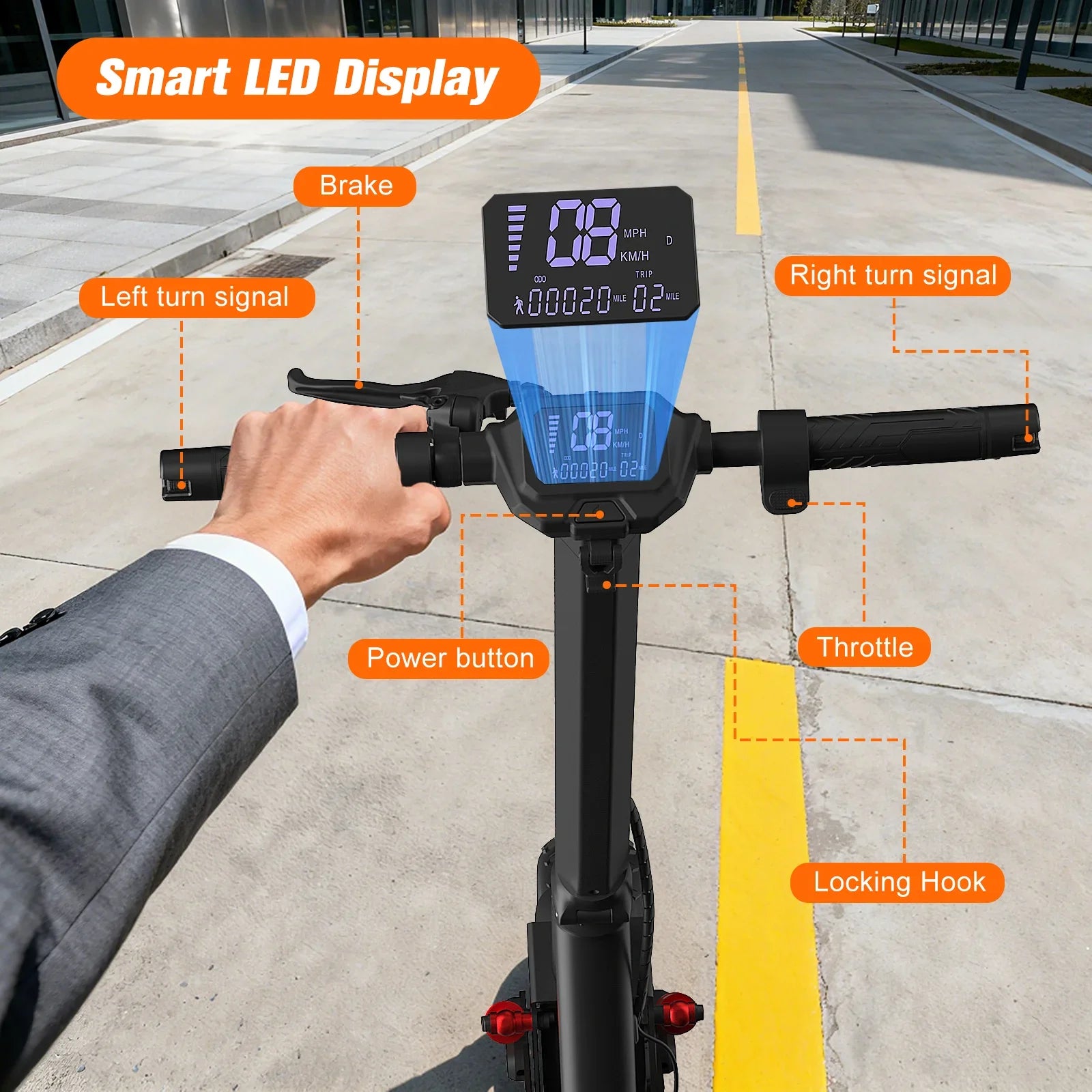 Electric Foldable Scooter 30 MPH Fastest Dual Motor for Adult Scooter 1200W Peak 33Mile Long Range 10" Off-Road Tires 48V 13ah