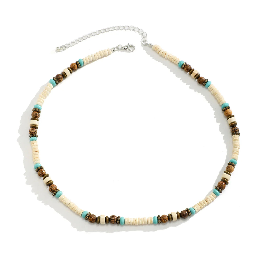 Multi Color Small Wood Beads Chains Necklace for Men Trendy Beaded Collar on Neck Accessories Short Choker 2023 Fashion Jewelry