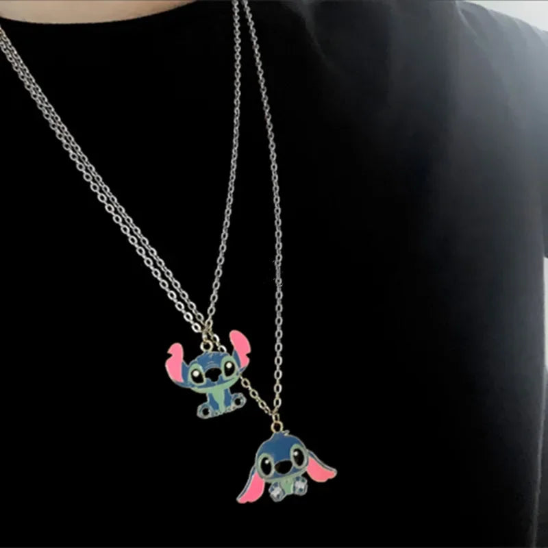 new Cartoon Necklace Lilo &amp Stitch Modeling Metal Necklace Anime Characters Stitch Kawaii Hip Hop Pendant Kids Gifts