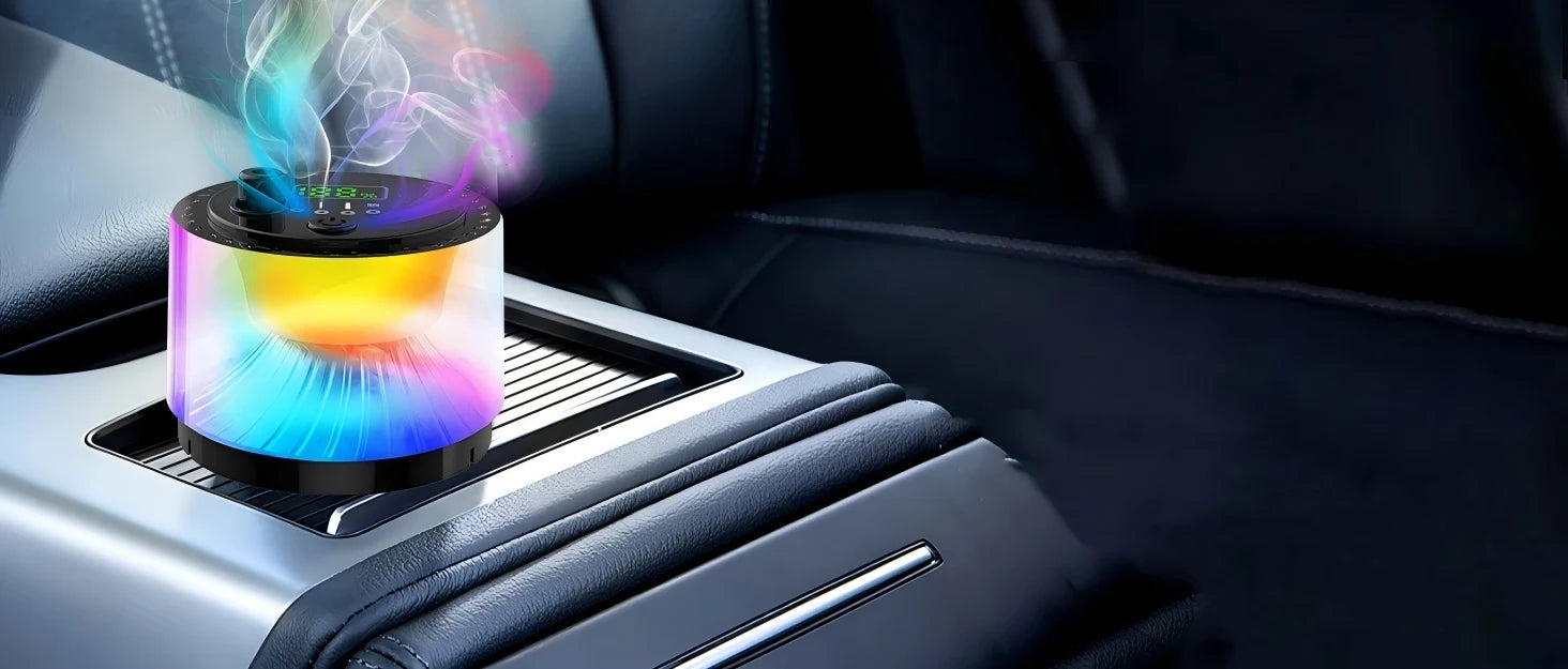 Smart Car Air Freshener With RGB Ambient Light, Galaxy Cloud Mist, Auto On/Off, Built-in Battery, Car Aroma Diffuser, Home, Offi