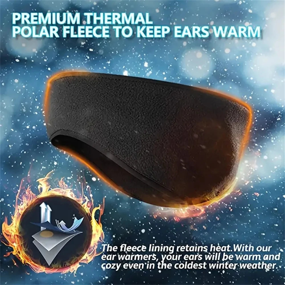 Winter Warmer Headband Breathable Windproof Sweatband Fleece Ear Cover Warmer Outdoor Sports Cycling Running Elastic Headwear