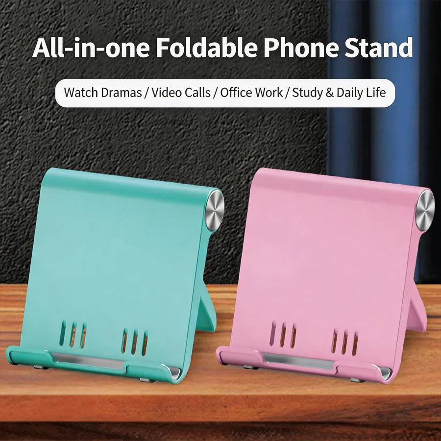 Adjustable Mobile Phone Stand Portable Folding Desktop Phone Holder Compatible with Mobile Phones and Tablets