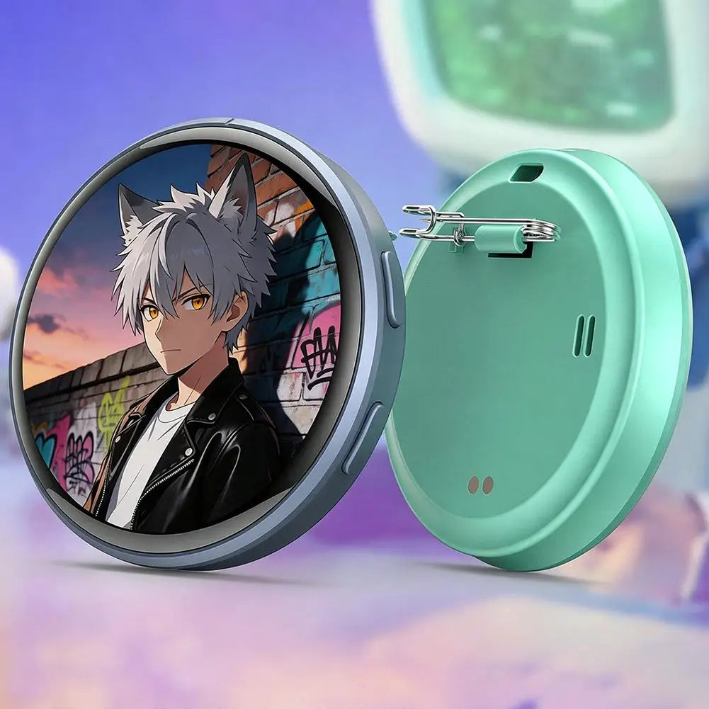 Smart 1.50 Inch Electronic Badge Full Touch IPS Screen Electronic Badge GIF Video With Sound Anime Brooch Pin Student Gift