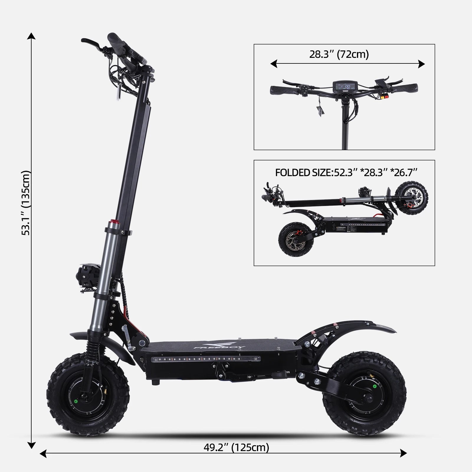 J30 MAX Electric Scooter Dual 3000W Motors 60V38Ah Battery 11" Off Road Tire 85KMH Top Speed 100KM Range 440lbs Load Disc Brakes
