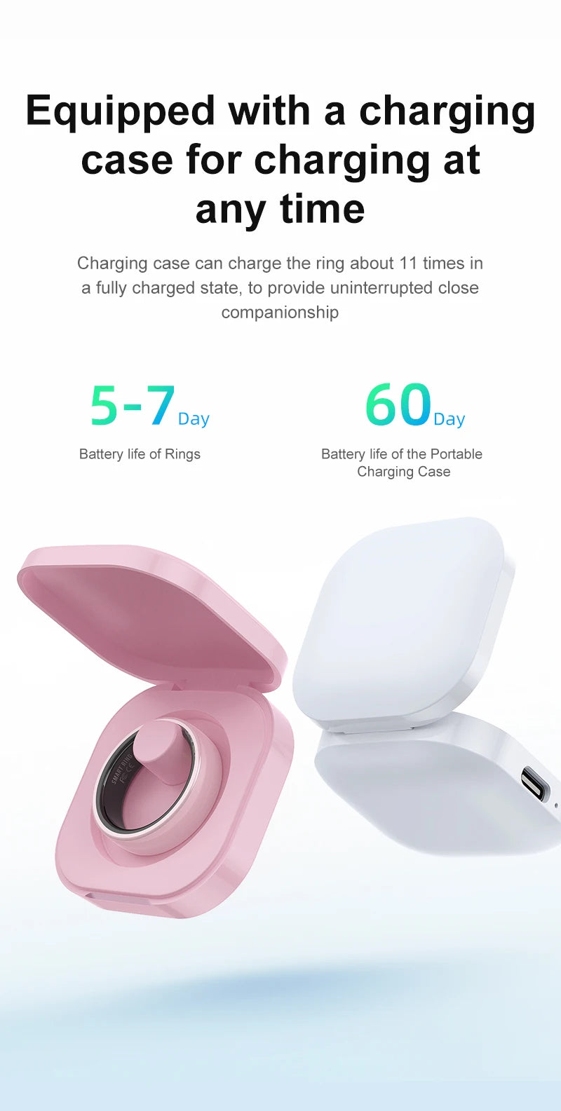 Smart Ring For Men Women With Charging Case,Couple Space Interaction,Health and Sleep Monitor,Multi Sport Mode,5ATM Waterproof