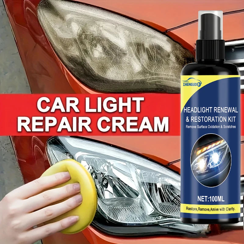Headlight Restoration Kit - Transparent, Bright Headlight Advanced Repair Solution, Prevents Yellowing and Oxidation, Long-Lasting Protective Coating Spray
