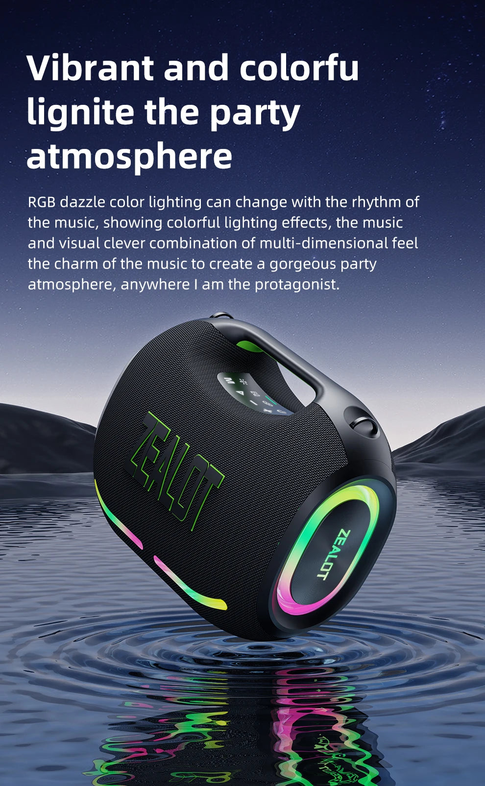 Zealot-ZE01 120W Big Power Portable Bluetooth Speaker Wireless TWS Subwoofer Bluetooth Speaker Waterproof Mobile HIFI Quality