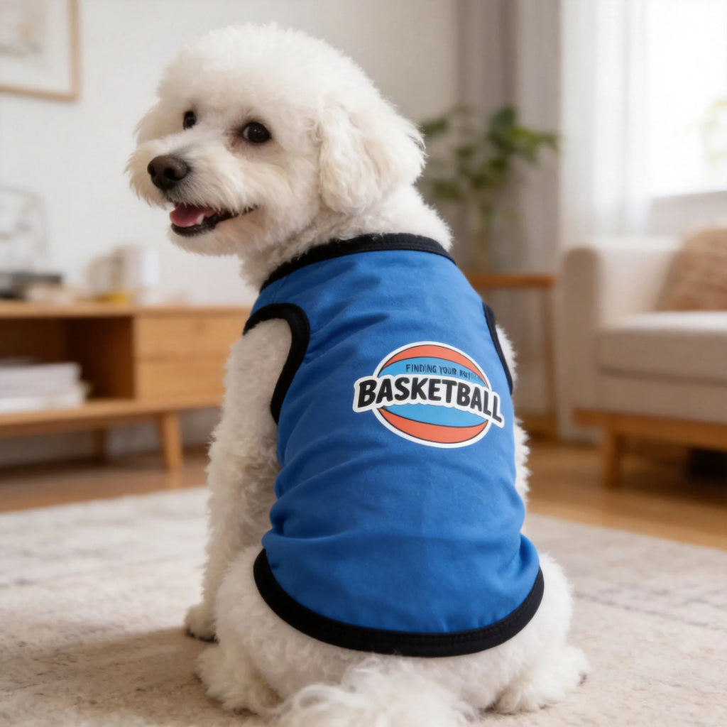 Summer Pet Clothes Breathable Mesh Dog Cat Jersey Cute Puppy Kitten Vest Shedding Control Apparel Holiday Party Dog Clothing