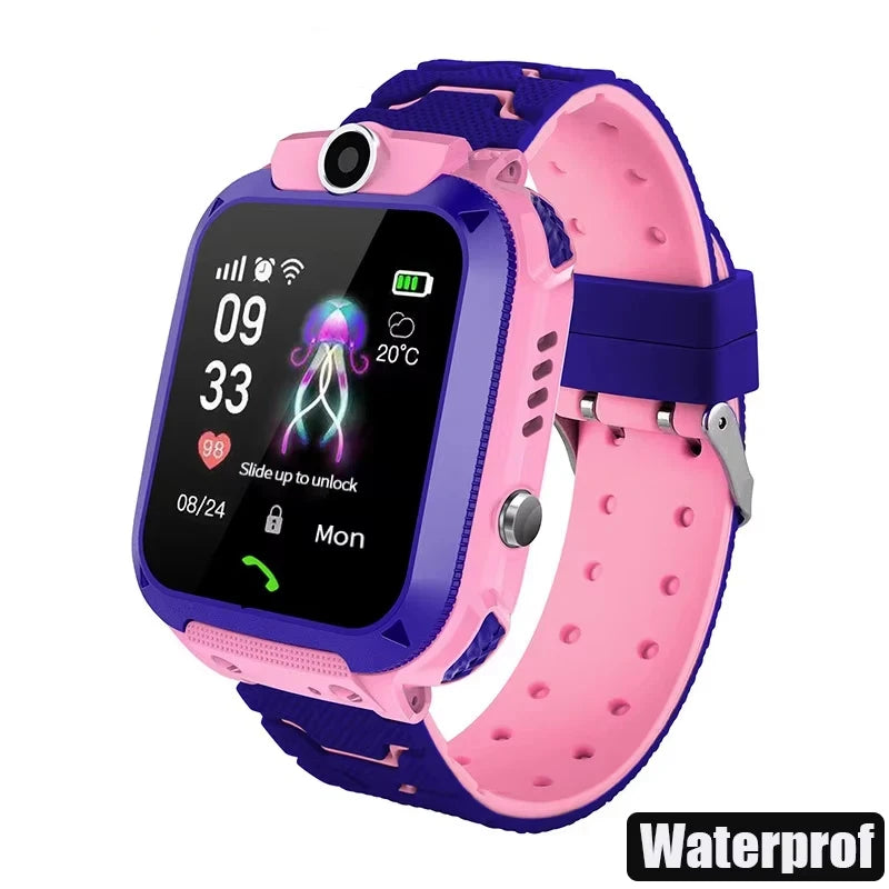 Smart Watch for Kids with SOS Antilost GPS Location Camera Sim Card Call Function Waterproof Suitable for Android iOS New