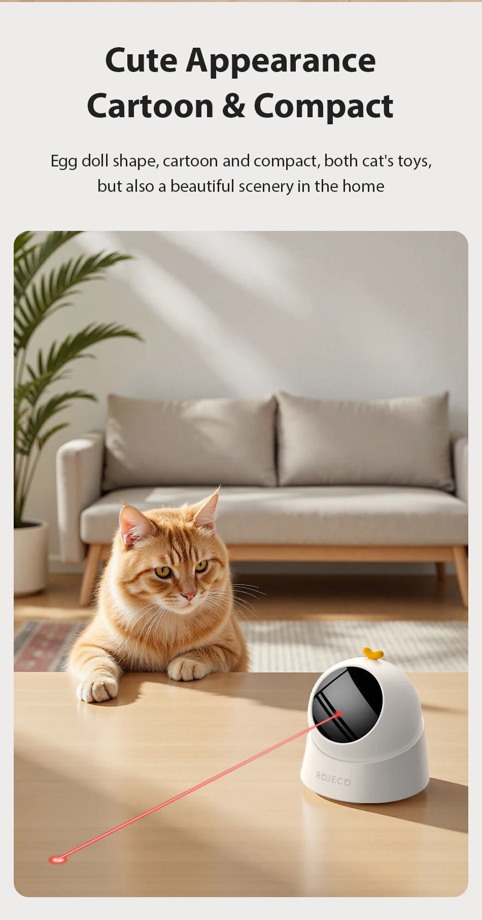 ROJECO Automatic Pet Toy Interactive Adjustable Electric Cat Laser Toy Indoor Smart Teasing Laser Cat Toy For Kitty Dog Supplies