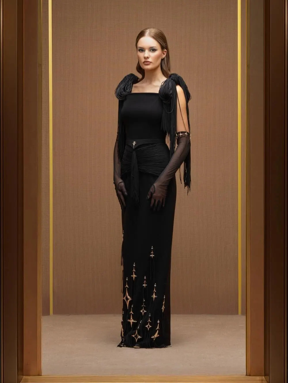 Women's Jersey A-line Flooer Length Party Dresses Customized Black Spaghetti Strap Evening Dress Back Zipper Prom Gowns New