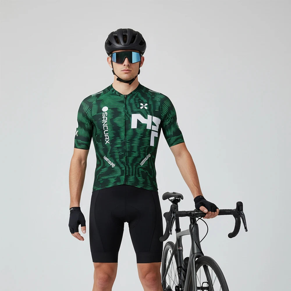 Sancuax Summer Cycling Clothing Men's Short Sleeves Cycling Jersey Set with Pockets Breathable Road Bike Maillot Ciclismo Hombre